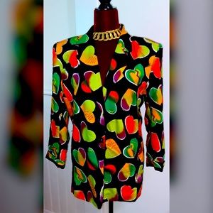 Retro 80s 90s Neon Heart Blazer